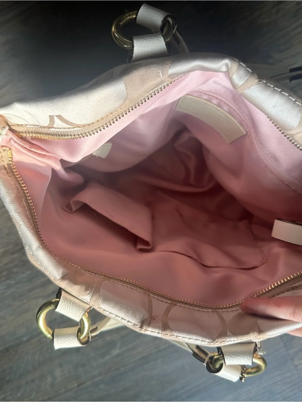 Vintage Coach Poppy Cinch Satchel Cream Beige Canvas Y2K Coquette